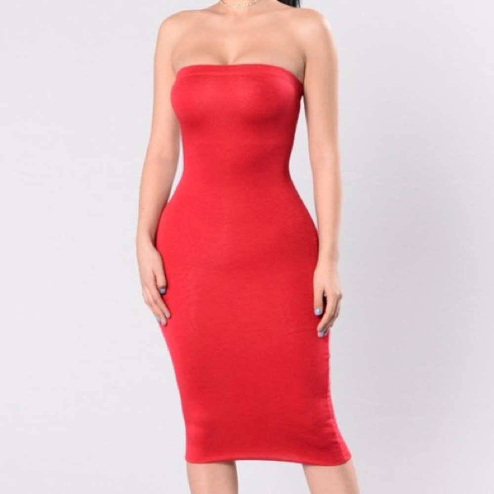Red Strapless Dress - Fashion Nova